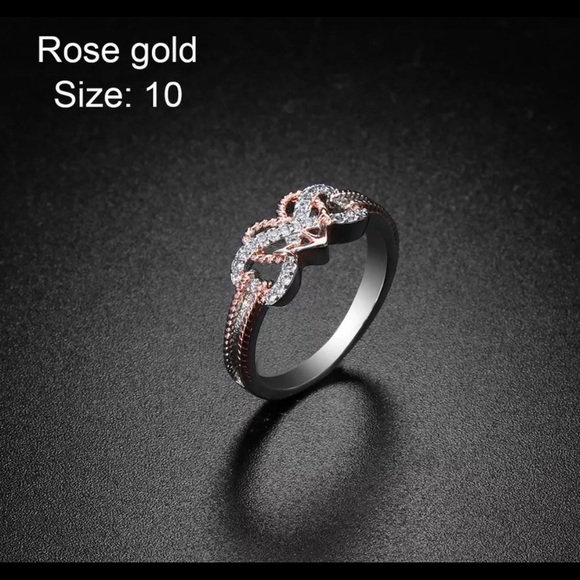 Silver Rose Gold Infinity Heart Ring - Picture 5 of 8
